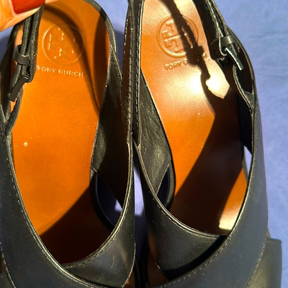 Tory Burch Gabrielle Black Nubuck Wedge Sandal